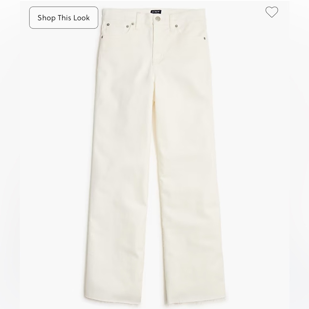 J. Crew Factory Wide Leg Crop Jeans in all day stretch, Seashell White, size 32 - Picture 7 of 7
